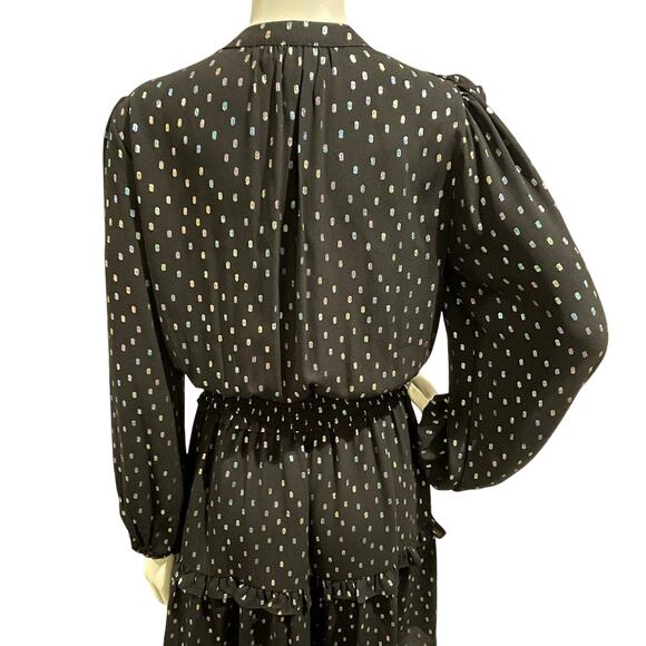 Anthropologie Current Air Black Iridescent Dot Ruffled Mini Dress Size XS - Picture 5 of 16